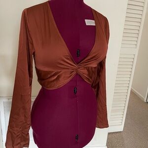 Forever 21 Rust Twist-Front Crop Top